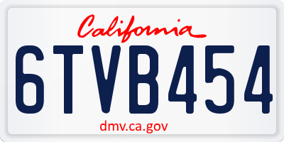 CA license plate 6TVB454