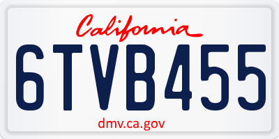CA license plate 6TVB455