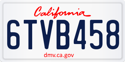CA license plate 6TVB458