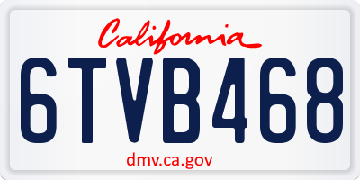 CA license plate 6TVB468