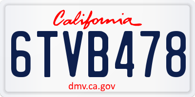 CA license plate 6TVB478