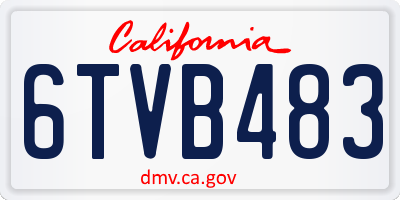 CA license plate 6TVB483