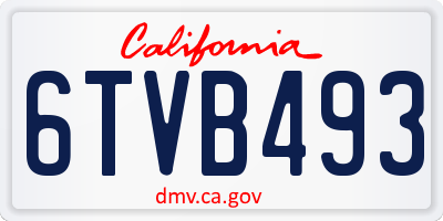 CA license plate 6TVB493