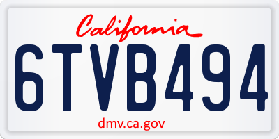 CA license plate 6TVB494