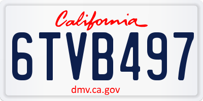 CA license plate 6TVB497