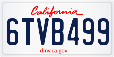 CA license plate 6TVB499