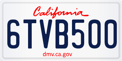 CA license plate 6TVB500