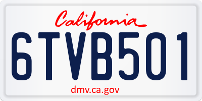 CA license plate 6TVB501