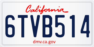 CA license plate 6TVB514