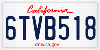 CA license plate 6TVB518