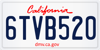 CA license plate 6TVB520