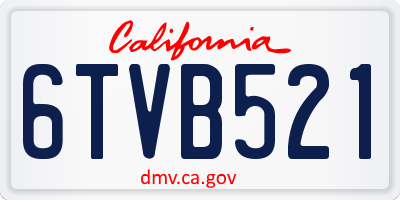 CA license plate 6TVB521