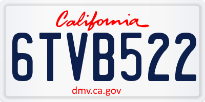 CA license plate 6TVB522