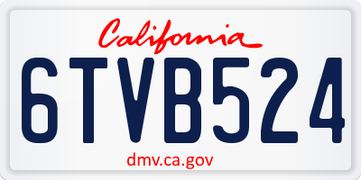 CA license plate 6TVB524