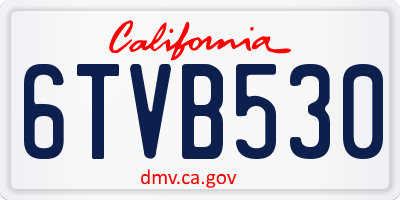 CA license plate 6TVB530
