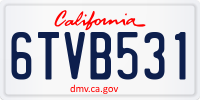 CA license plate 6TVB531