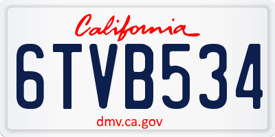CA license plate 6TVB534
