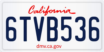 CA license plate 6TVB536