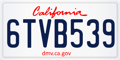 CA license plate 6TVB539