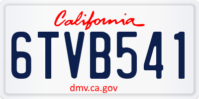 CA license plate 6TVB541