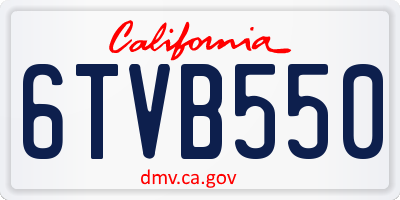 CA license plate 6TVB550