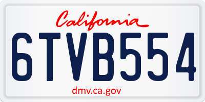 CA license plate 6TVB554