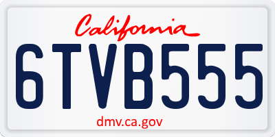 CA license plate 6TVB555
