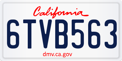 CA license plate 6TVB563