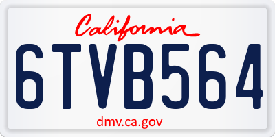 CA license plate 6TVB564
