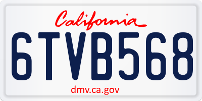 CA license plate 6TVB568