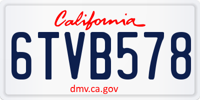 CA license plate 6TVB578