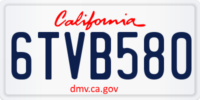 CA license plate 6TVB580
