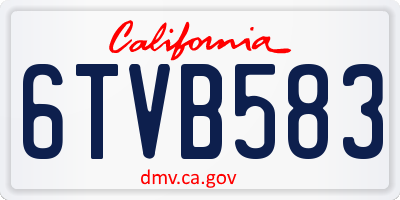 CA license plate 6TVB583