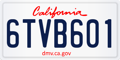 CA license plate 6TVB601