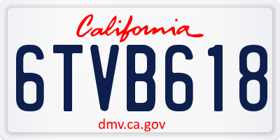 CA license plate 6TVB618