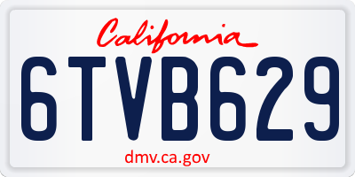 CA license plate 6TVB629