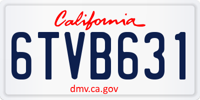 CA license plate 6TVB631