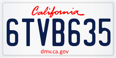 CA license plate 6TVB635