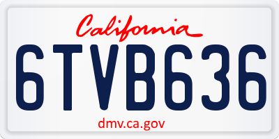 CA license plate 6TVB636