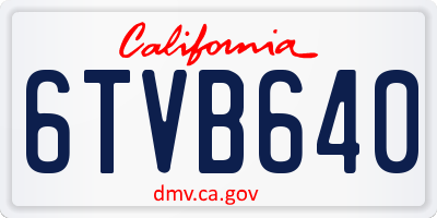 CA license plate 6TVB640