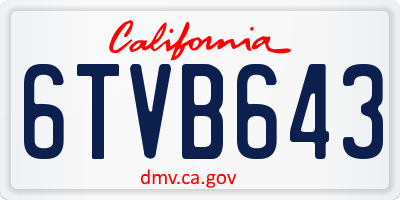 CA license plate 6TVB643