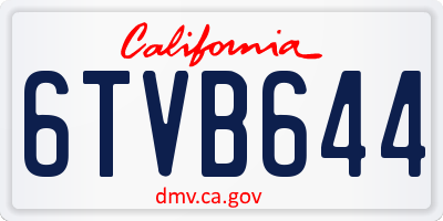 CA license plate 6TVB644