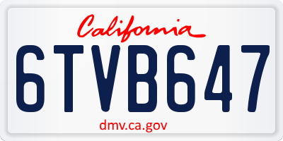 CA license plate 6TVB647