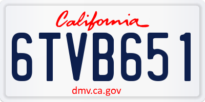 CA license plate 6TVB651