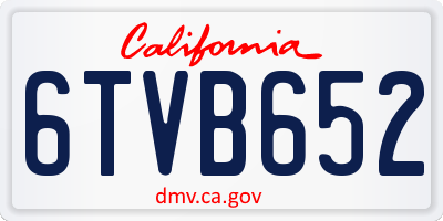 CA license plate 6TVB652
