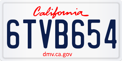 CA license plate 6TVB654