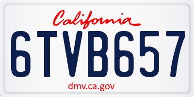 CA license plate 6TVB657