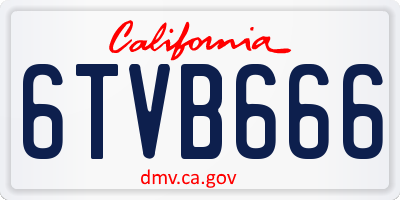 CA license plate 6TVB666