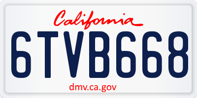 CA license plate 6TVB668