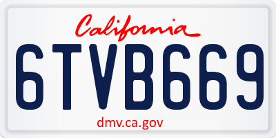 CA license plate 6TVB669
